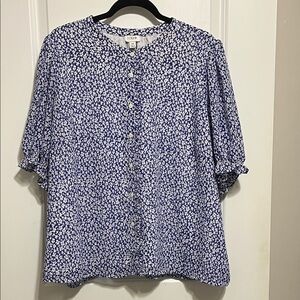 J. Crew Factory Soft Gauze Puff Sleeve Ruffle Top 3X